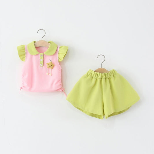 Star polo top and shorts set