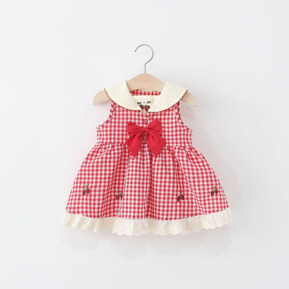 Bow checks lace dress