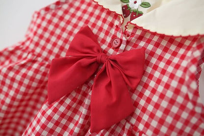 Bow checks lace dress