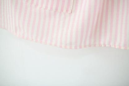 Striped double pocket boat collar dress