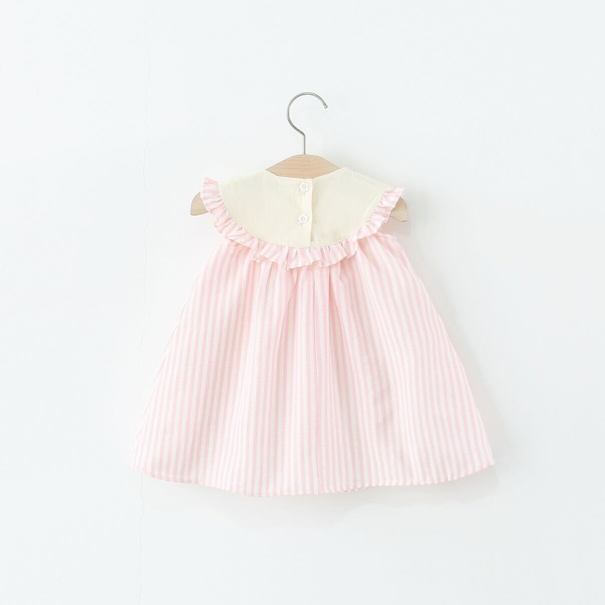 Striped double pocket boat collar dress