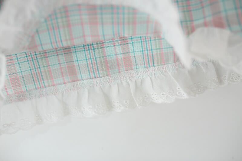 Checks ruffle lace top and shorts set