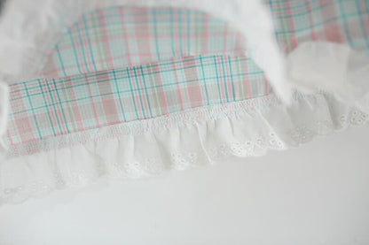 Checks ruffle lace top and shorts set