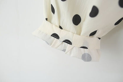 Bow top and polka dot pants set