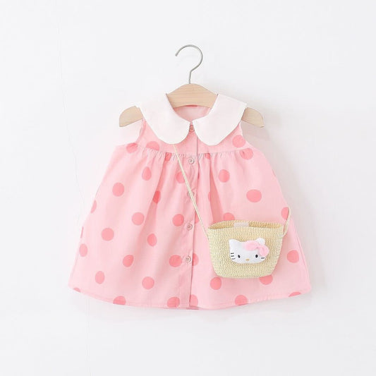 Polka dot buttoned dress with sling