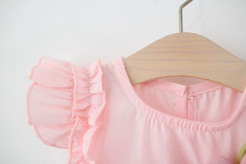 Ruffle flower dress with hat