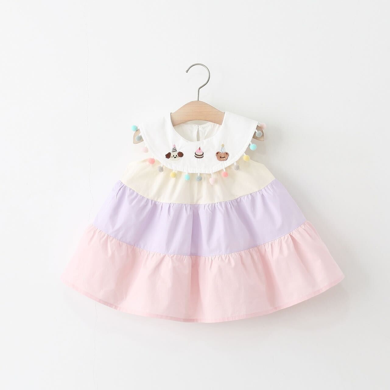 Three tone Pom Pom dress