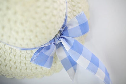 Eyelet checks dress with hat