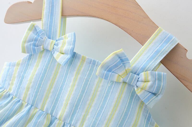 Multi striped lace dress with hat