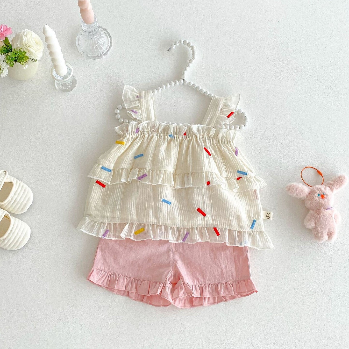 Crushed layered top and shorts premium set