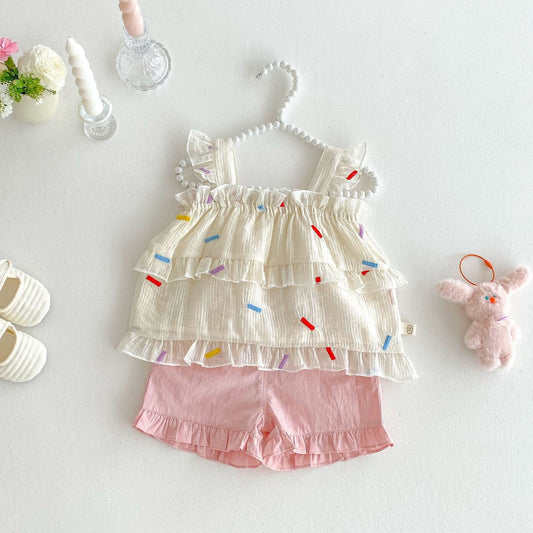 Crushed layered top and shorts premium set