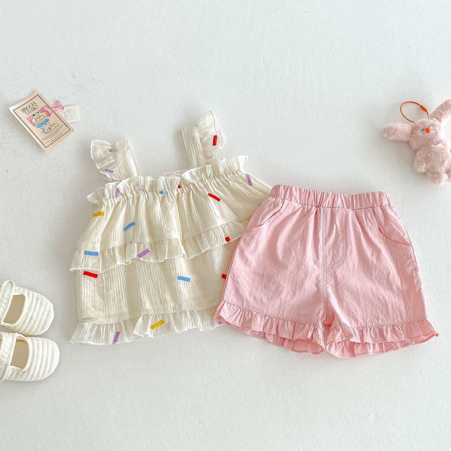 Crushed layered top and shorts premium set