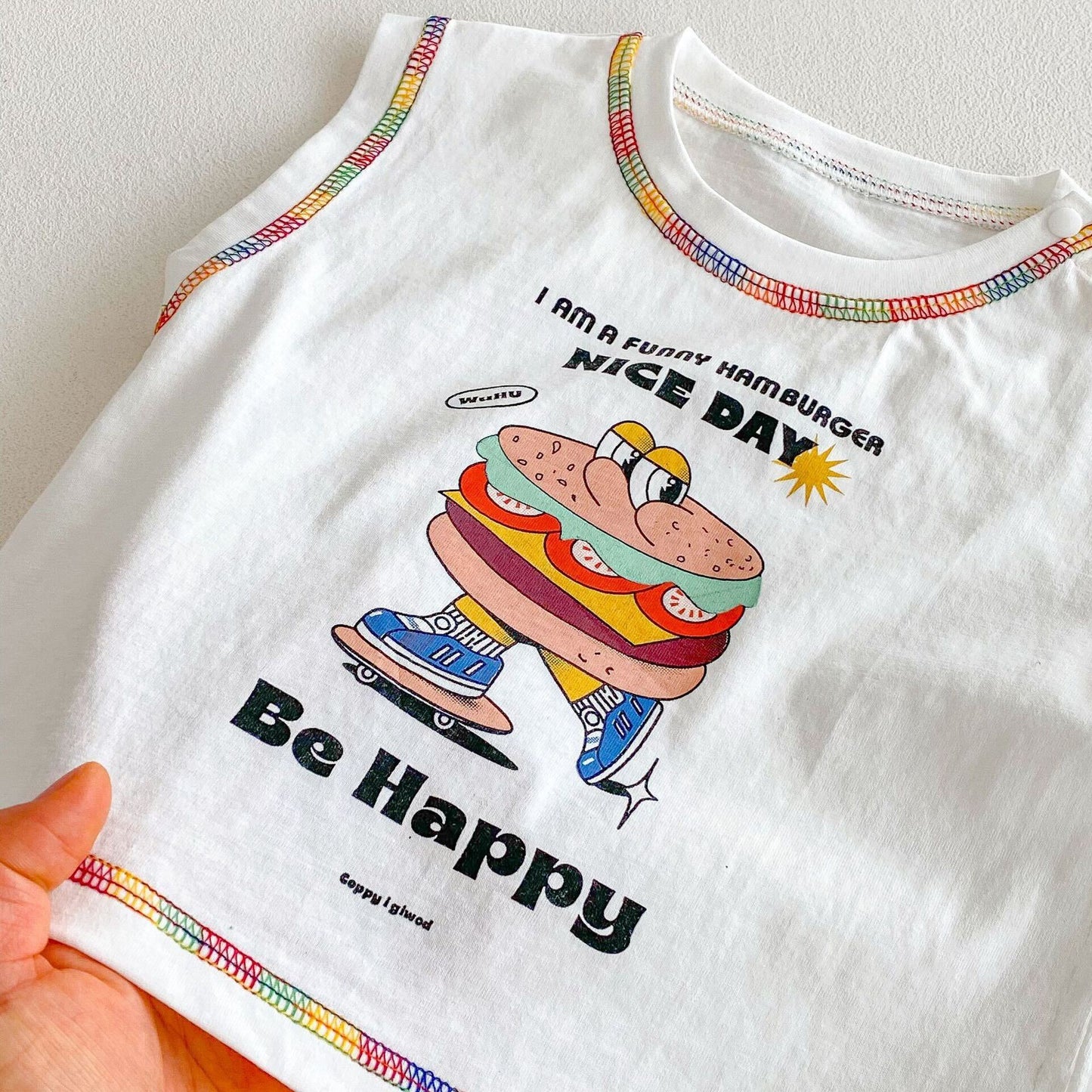 Printed tank top and striped shorts premium set