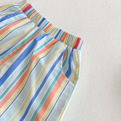 Printed tank top and striped shorts premium set