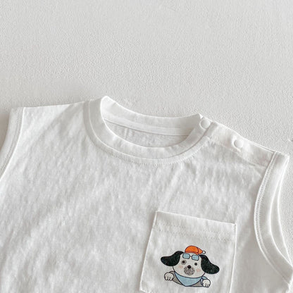 Tank top and denim printed shorts premium set