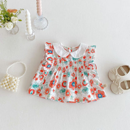 Floral ruffle sleeves top and shorts set