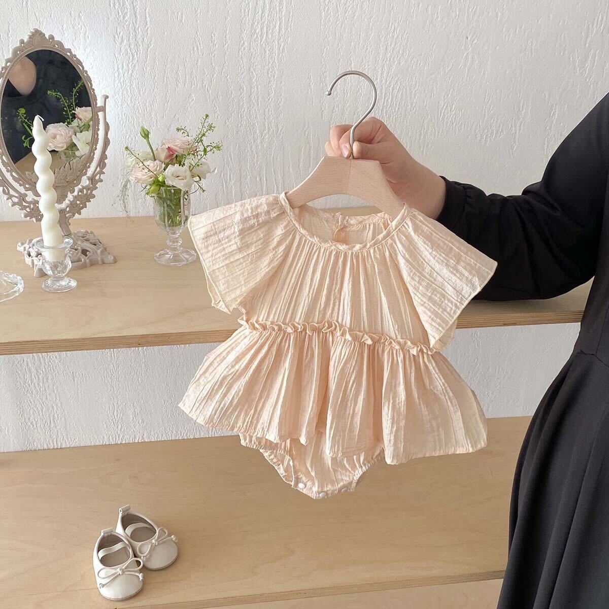 creased dress style romper