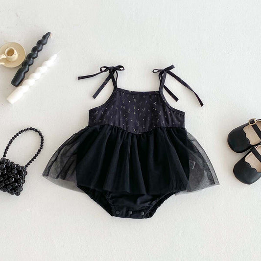 Black net dress style romper