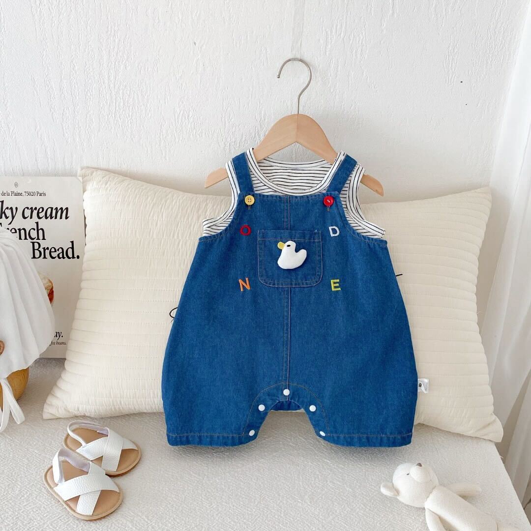 Duck denim romper with tshirt