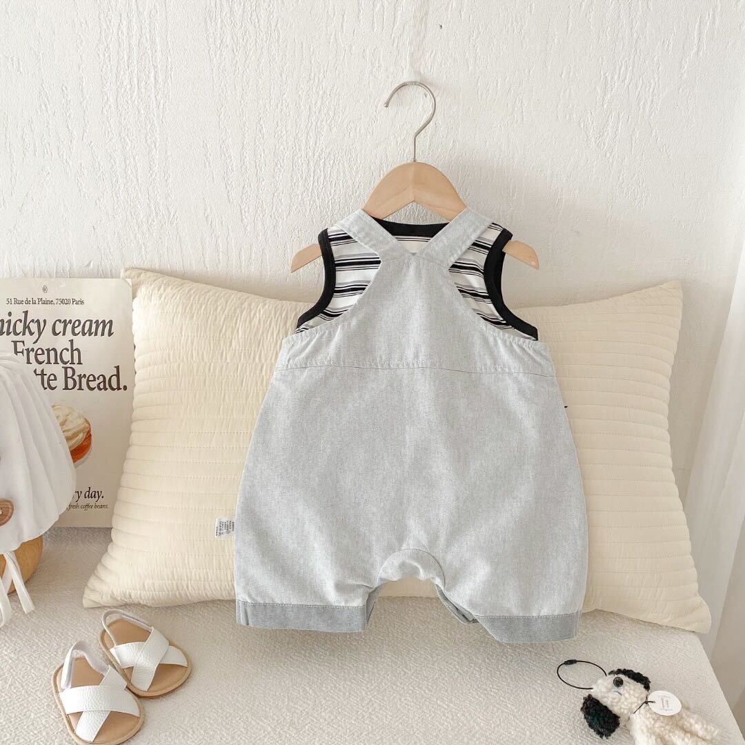 Striped tshirt and premium dungaree set