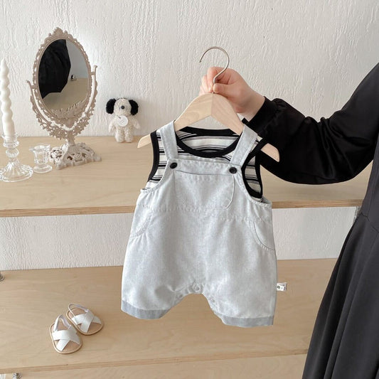 Striped tshirt and premium dungaree set