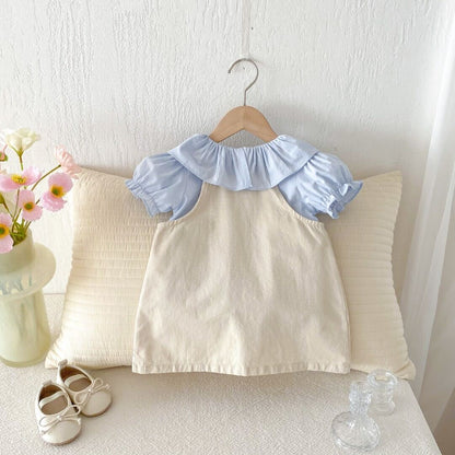 Ruffle Dungaree and tshirt premium set