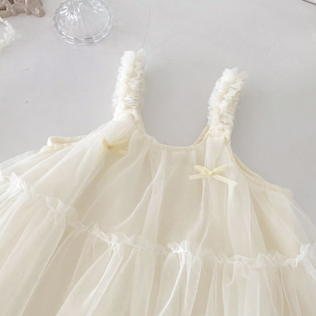 Ruffle net dress with tshirt premium set