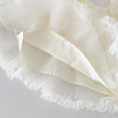 Ruffle net dress with tshirt premium set