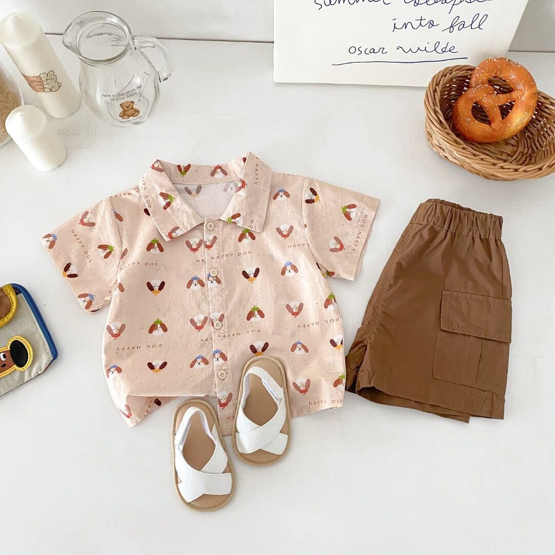 Dog printed shirt and cargo shorts premium set