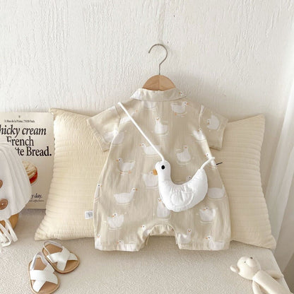 Duck printed jumpsuit with sling