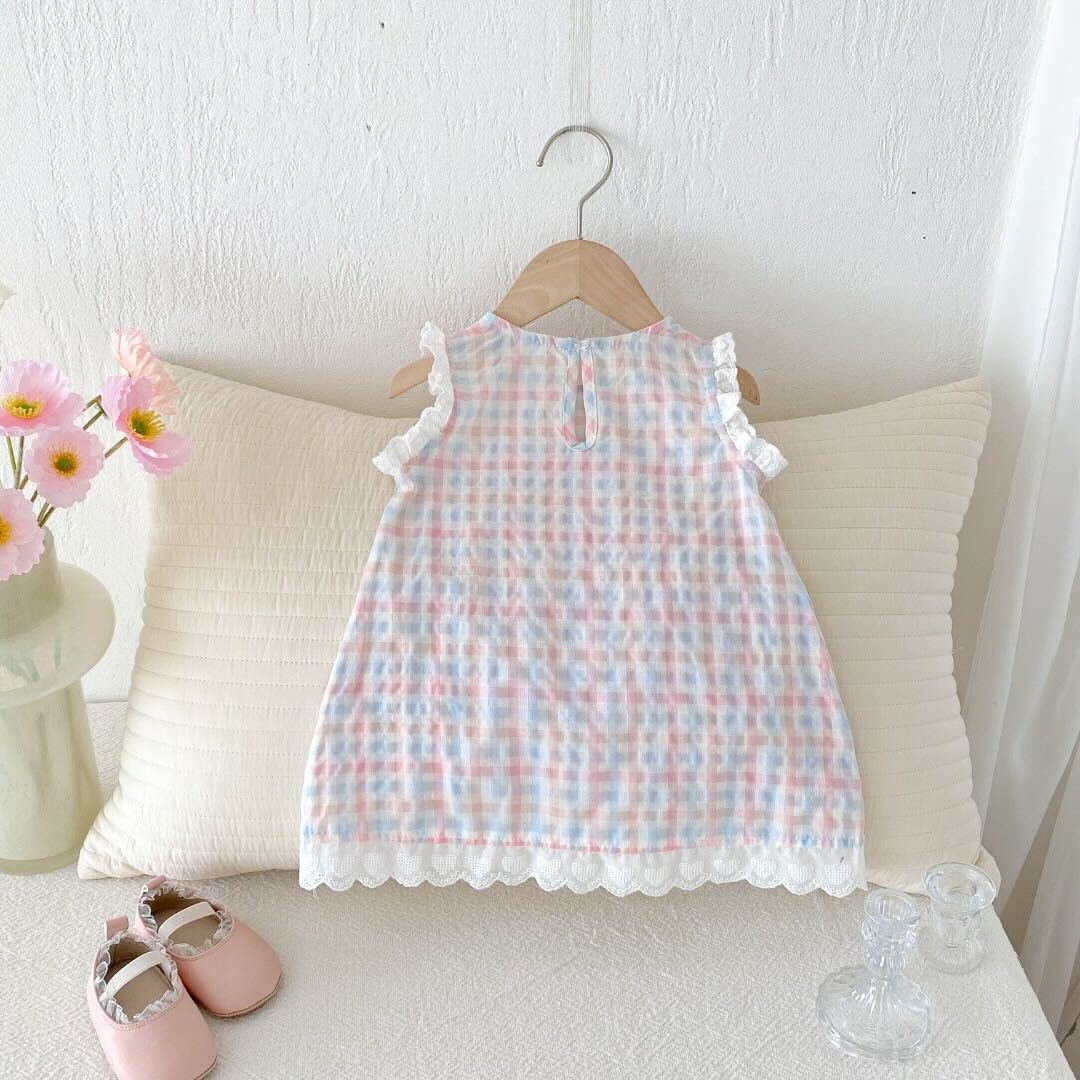 Rabbit checkered lace dress