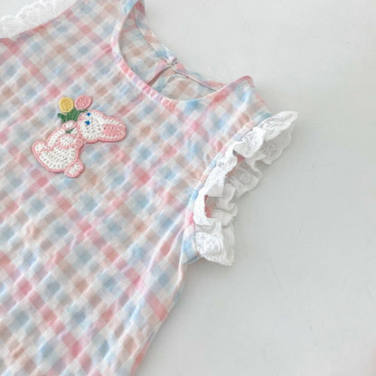 Rabbit checkered lace dress