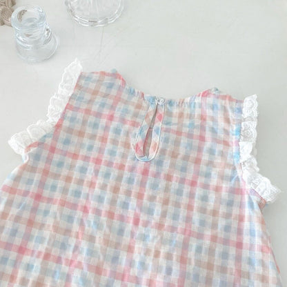 Rabbit checkered lace dress