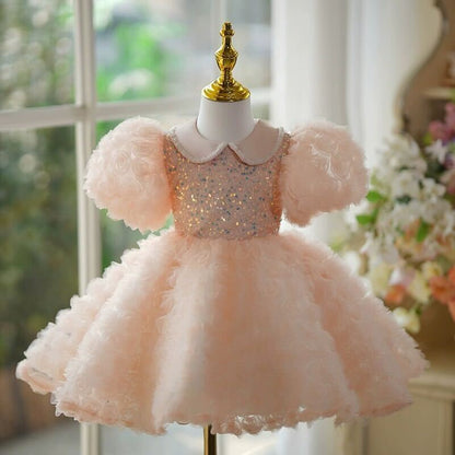 Peach blossom sparkle party dress
