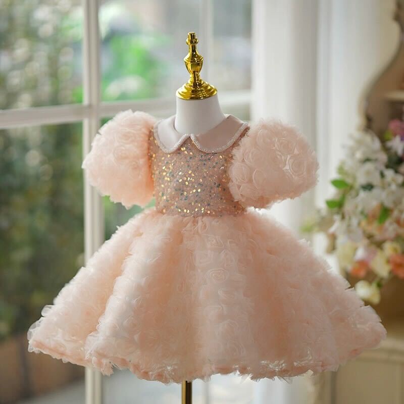 Peach blossom sparkle party dress