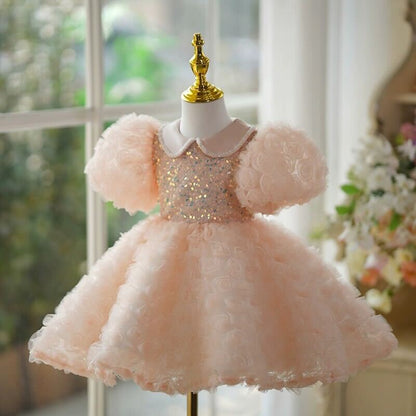 Peach blossom sparkle party dress