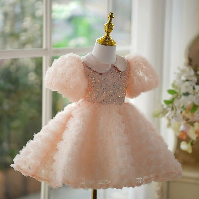 Peach blossom sparkle party dress