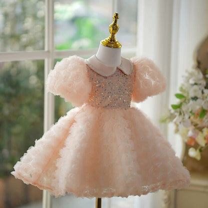 Peach blossom sparkle party dress