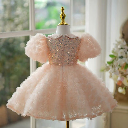 Peach blossom sparkle party dress