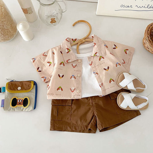Dog printed shirt and cargo shorts premium set