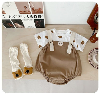 Bear tshirt and romper set