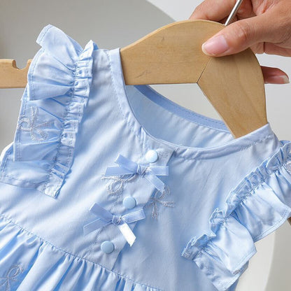 Bow made dress style romper