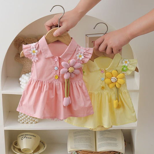Flower made dress style romper