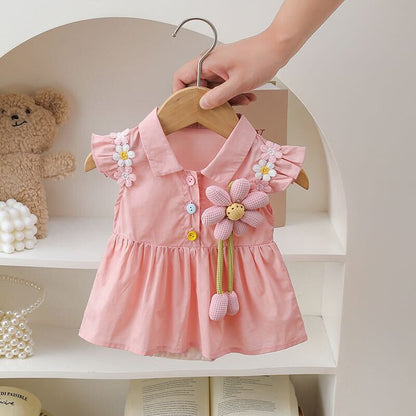 Flower made dress style romper