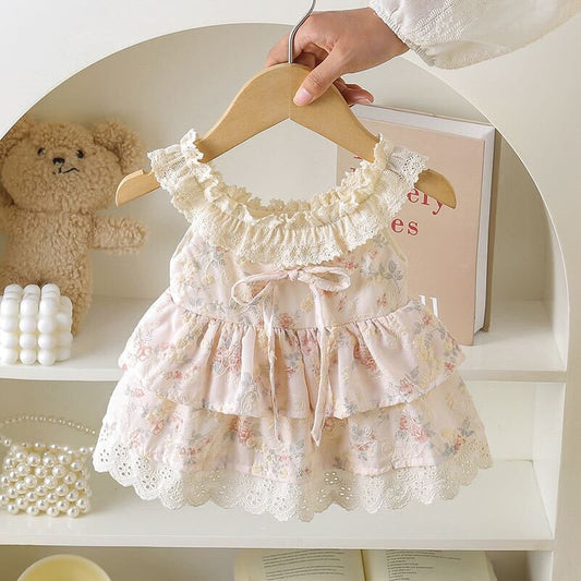 Flower printed dress style romper