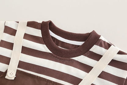 Striped dungaree style T-shirt set