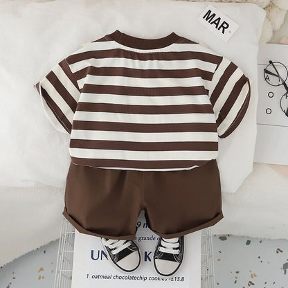 Striped dungaree style T-shirt set