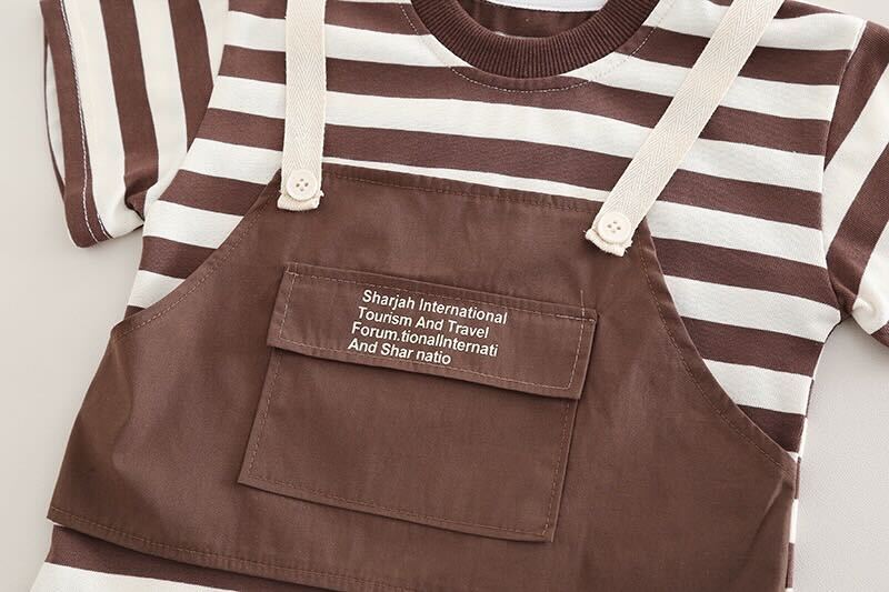 Striped dungaree style T-shirt set