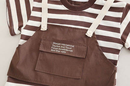 Striped dungaree style T-shirt set