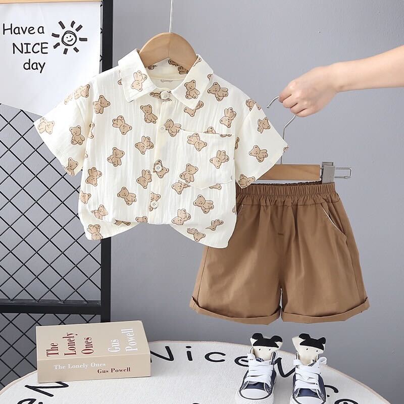 Teddy bear printed summer set